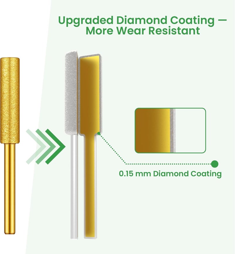 Byane Diamond Chainsaw Sharpening Bits - 11/64''(4.5mm) Carbide Chain Grinding Stones 10PCS, Optimized for Carbide & Standard Chains, Electric Grinder Replacement - Image 3